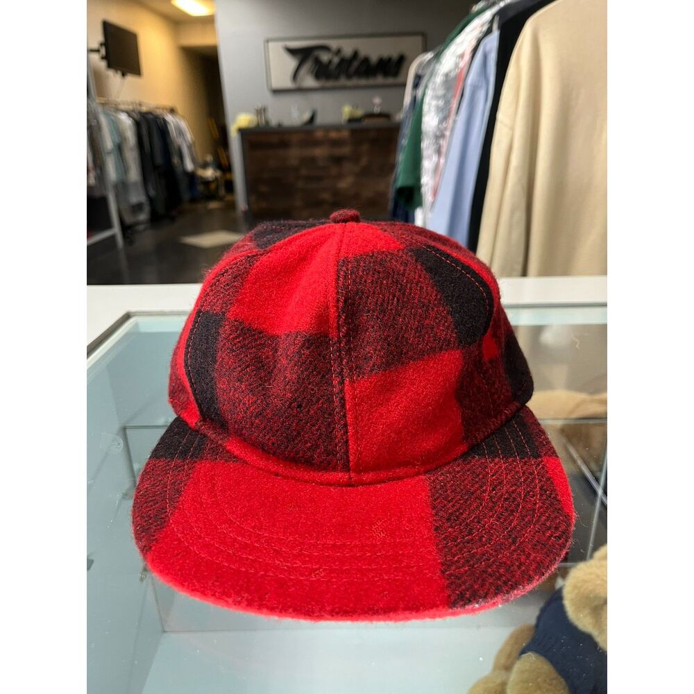 Vintage Mens Filson Wool Lumber jack Plaid Hat One Size Red/Black